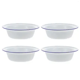 Dinnerware Sets 4 Pcs Baking Pans Enamel Bowl Household Enamelware Creative Home Soup Simple White Basin Practical