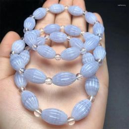 Link Bracelets Natural Blue Lace Agate Bucke Bracelet Wholesale Design Stretch Polychrome Handmade Beads Healing Women Jewellery Gift 1pcs