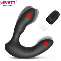 LEVETT Male Prostate Massager Vibrator Man Vibrating Dildo Buttplug Adult Erotic Sex Toys for Men Wireless Remote Butt Anal Plug 240102