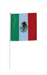 1421cm Mexico flag with white pole and golden tipWhole polyester good quality small National flags 100PCSLOT5128320