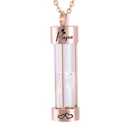 Fashion rose gold Hourglass Urn Necklace Cremation Ashes Memorial Jewellery Transparent Pendants Fill kit & Chain242C