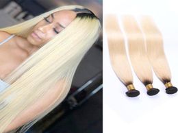 Brazilian Virgin Hair 1B613 Human Hair Extensions Three Pieces Straight Double Wefts 3 Bundles 1028inch 1B 6132947682