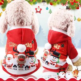 Dog Apparel Winter Warm Pet Clothes Christmas For Small Medium Dogs Elk Santa Claus Coat Hoodies Costume