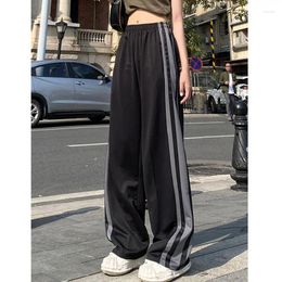 Women's Pants Deeptown Black Sport Sweatpants Harajuku Striped Casual Korean Style Joggers Loose Straight 90s Vintage Trousers