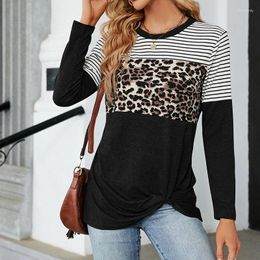 Women's T Shirts Fashion Slim Fit Women Blouse Long Sleeve Pullover Top For Woman T-shirt Leopard Printed Lounge Wear Lady Autumn Winter