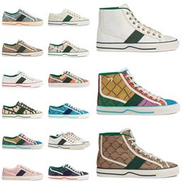 Classical New Tennis Shoes Luxurys Shoes Women's Shoes White Green Navy Patchwork Black Line Sole High Top Canvas Shoes Casual Shoes Women's Sports Shoes