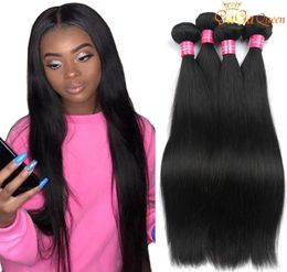 Malaysian Straight Hair Weave Bundles 4pcs Virgin Straight Hair Dyeable Natural Colour gagaqueen4487015