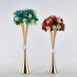 Gold Vases Metal Flowers Pot Wedding Centerpieces Event Flower Road Lead For Home Hotel Decoration 10 PCS/ Lot