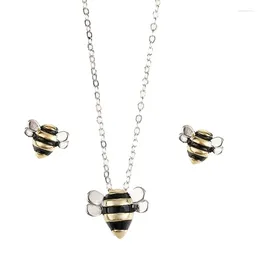 Chains Yellow Earrings Lovely Honey-Bee Animal Necklace Jewellery Sets