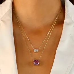 Pendant Necklaces Romantic CZ Necklace Paved Heart And Round Colorful 5A Zirconia Stone Women Fashion Jewelry Gold Color Wedding Party