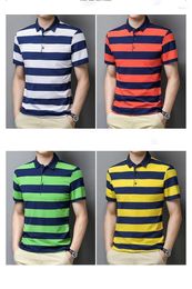 Mens Polos Polo Shirtsbusiness Stripespolos Hombrebusiness Lapelmens Clothing Shirtscotton Tops Korean Fashion