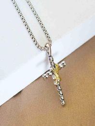 Dy Cross Double x Necklaces Thread Pendant Classic Necklace Button8485707