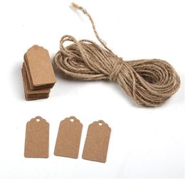 1000pcs Brown Kraft Paper Tags Lace Scallop Head Label Luggage Wedding Note String DIY Blank Hang tag8134548