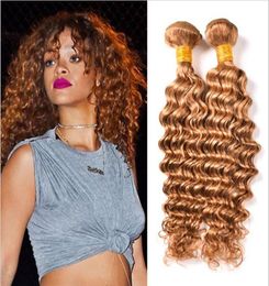 Whole 8A Brazilian Human Virgin Hair 27 Honey Blonde Bundles 3pcs Lot Deep Loose Curly Hair Bundles Deep Wave Hair Extension6651559