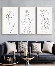 Woman Body One Line Drawing Canvas Painting Abstract Female Figure Art Prints Nordic Minimalist Poster Bedroom Wall Decor Painting1566958