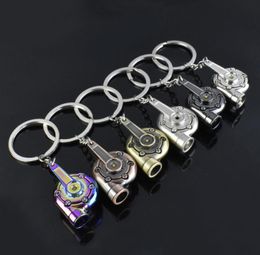 7 Colors Auto Metal Turbine Keychain Car Turbo Charger Blowing Machine Key Rings Pendants Fashion Jewelry5512989