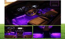 Car LED Strips Light 4pcs 48 LEDs Multicolor Cars Interior Lights Under Dash Lighting Waterproof Kit with Music and Remote Contro7860433