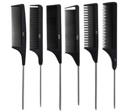 Professional Heat Resistant Salon Black Metal Pin Tail Antistatic Comb Cutting Comb Hair Brushes Hair Care J27129756490