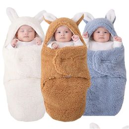 Blankets Swaddling Ddling Soft Born Baby Slee Bags With Ears Autumn Winter Thick Wrap For Babies Warm Sleep Sack 0 6 Month 231215 Otzgf