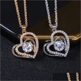 Pendant Necklaces Love Heart Pendant Necklace Cubic Zirconia Necklaces Sier Gold Chains Diamond Fashion Jewelry Will And Sandy Gift Dr Dhnkk