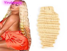 Malaysian Blonde One Bundle 1028inch Deep Wave Kinky Curly 1 Piecelot Virgin Hair Extensions 6137382159