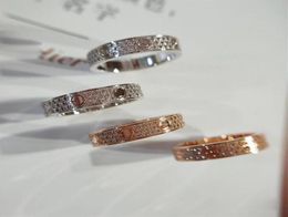 women men couple love band rings shining diamond screw stainless steel zircon luxury wedding party Jewellery ring gift290s9774131