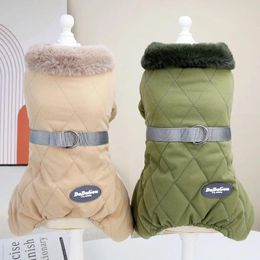 Dog Apparel Autumn & Winter Pet Clothes For Small Dogs Soft Fleece Puppy Jumpsuit Overall Jacket Warm Coat With Fur Collar Boy Girl