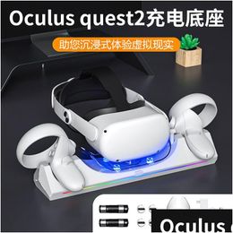 Smart Glasses Dok Pengisi Daya Untuk Ocus Quest 2 Set Dasar Dudukan Stasiun Pengendali Gagang Headset Kacamata Vr Aksesori Meta Ques Dh1G5