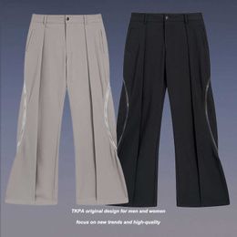 TKPA2024 Spring/Summer New Micro Horn Casual Pants Men's Fashion Brand Vibe Lazy Style Loose Wide Leg Western