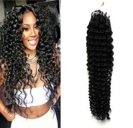 Human Hair Extensions Kinky Curly Micro Loop Hair Extensions Natural Color 100g Brazilian Micro Ring Loop Hair Extensions5927466