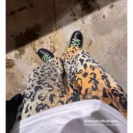 Men's Jeans Firmranch 2024 American Trend Leopard Print Men Women Straight Casual Wide Leg Denim Pants All Seasons