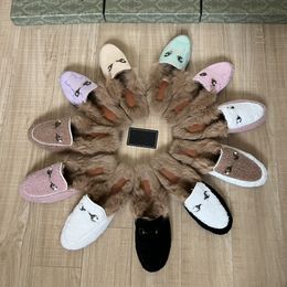 Designer Slippers Fashion Fur Sandals woman Slide Winter Wool Fluffy Women's Sandals Flat Snowshoes