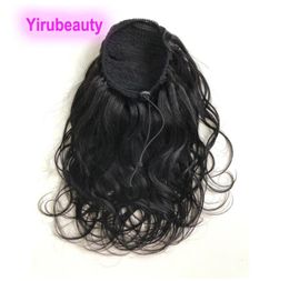 Malaysian Brazilian Indian Peruvian 100 Human Hair Ponytail Hair Extensions 824inch Body Wave Ponytails Natural Black 1B5246653