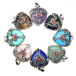 Pendant Necklaces 2024 Vintage Natural Stone Double Winged Dragon Love Crystal Playing Ball Charming Couple Jewellery Gift
