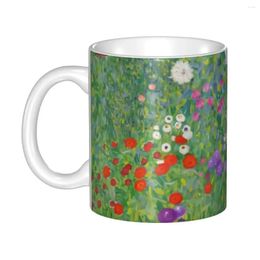 Mugs Gustav Klimt Flower Garden Personalised Painting Ceramic Coffee Mug Creative Gift Outdoor Work Camping Cups