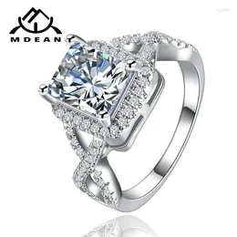 With Side Stones MDEAN White Gold Color Rings For Women Wedding Ring Clear Zircon Jewelry Fashion Size 5-12 MSR136