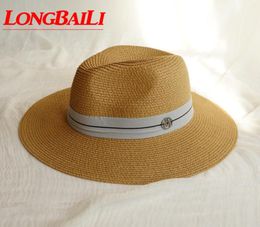 Summer Women Wide Brim Straw Fedora Hats With Letters Chapeu Feminino Sun Beach Caps SDDS1278426491