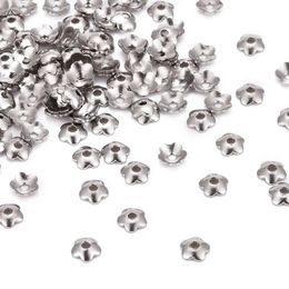 Polish 1000pcs 5Petal 316 Stainless Steel Bead Caps end caps beads for jewelry making DIY Stainless Steel Color 4x1mm Hole:1mm