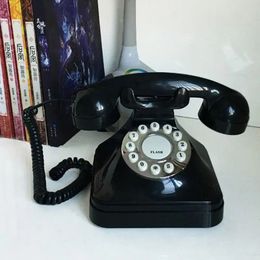 Vintage Landline Phone Retro Landline Corded Telephone Push Button Dialling Desk Telephone for Home Office Decoration -Black 240102