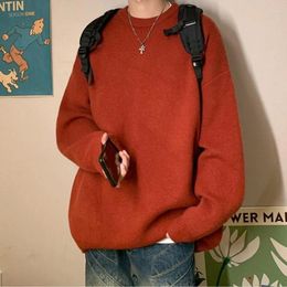 Men's Sweaters Retro Autumn Winter Loose Hundred Couple Long Sleeve Knit Pullover Sweater Solid Soft Warm