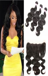 Brazilian Body Wave Hair Weave Bundles with 13x4 Top Lace Frontal Closure Wet and Soft Remy Human Hair Extensions Whole 1480214