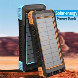 Strong Flashlight Compass Outdoor Emergency Wireless Charger PD22.5w Quick Charging IP65 Waterproof Portable Mini 10000mAh Solar Power Banks Power Station