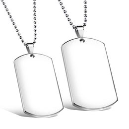 Custom Engarved High Polished Stainless Steel Silver Blank Dog Tag Pendants No Chain2693