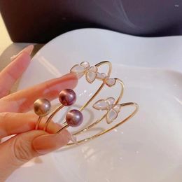 Bangle Purple Freshwater Pearl Bracelet Butterfly Mother Shell Fashion French Elegant Hand Jewellery