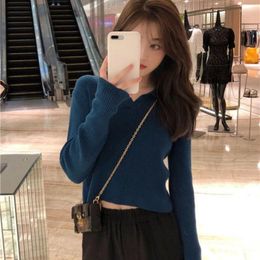 Women's Sweaters Cute Sweater Polo Blue Pullover Knit Tops For Woman Pink Kawaii Offers 2024 Collection Modern Sale In