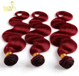 Burgundy Mongolian Body Wave Virgin Hair Weave Bundles 34Pcs Grade 8A Wine Red 99J Whole Cheap Remy Human Hair Extensions Lan3053287