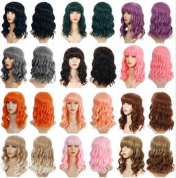 16 Inches Synthetic Wig in 17 Colors Pelucas Loose Body Wave Simulation Human Hair Wigs WIG3484083589