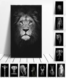 Canvas Painting Animal Wall Art Lion Elephant Deer Zebra Posters and Prints Wall Pictures for Living Room Decoration Home Decor9160018