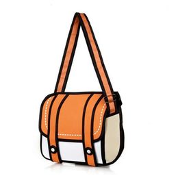 Fashion 2D Bags Novelty Back To School Bag 3D Drawing Cartoon Paper Comic Handbag Women Shoulder Bag 6 Colours Gift 240102