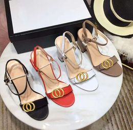 2024 Classic High Heeled Sandals Party Fashion 100% Leather Women Dance Shoe Designer Sexy Heels Suede Lady Metal Belt Buckle Thick 326